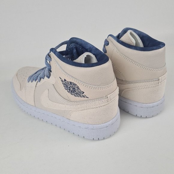 Nike Air Jordan 1 Mid SE Sand Navy Women's Basketball Sneakers - Picture 9 of 12